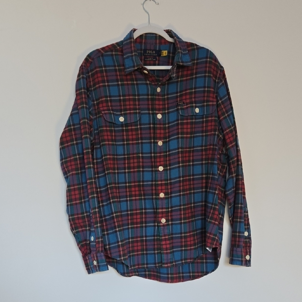 Polo Ralph Lauren Blue and Red Classic Fit Performance Flannel XL